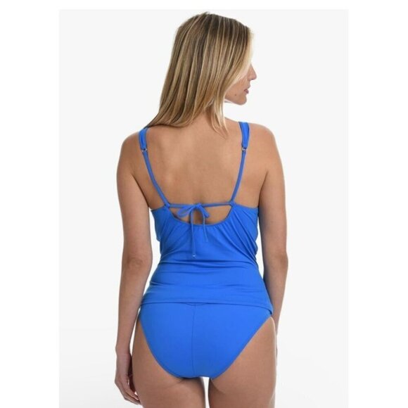 La Blanca Twist Front Tankini Swimsuit TOP SZ 6 Blue Tie Back NEW - Picture 4 of 12